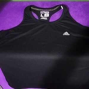 VEUC Wms Sz L Adidas Black Performance T-Back Running Tank